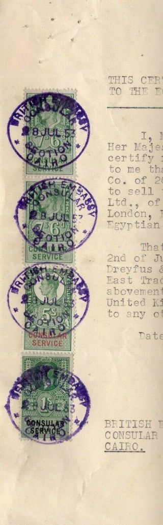 Uk Document With Consular Service Revenues 1953