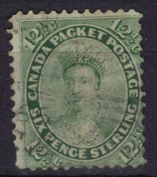Stamps Canada Scott 18 Cat.  $ 100.  0012 - 1/2c Queen Victoria Green Blue Ref505 810