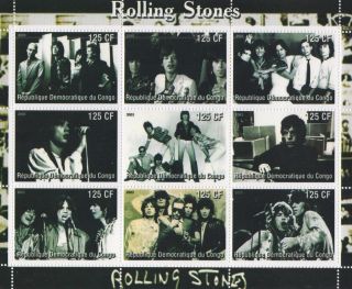 Rolling Stones Mick Jagger Rock N Roll Music Congo 2003 Mnh Stamp Sheetlet
