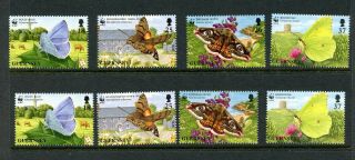 Mnh Butterflies Topical Stamps Guernsey 2 Sets
