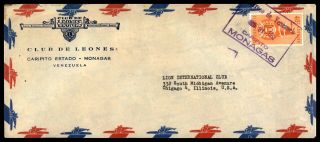 Venezuela Caripito Monagas Club De Leones January 31 1952 Air Mail Ad To Chicago