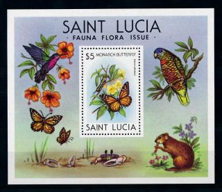 [98810] St.  Lucia 1981 Insects Butterflies Birds Souvenir Sheet Mnh