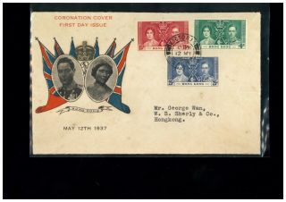 (hkpnc) Hong Kong 1937 Coronation First Day Cover Post Local Some Toned Spot
