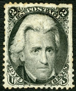 U.  S.  Postage 1863 Jackson 2 Cents Black,  With Cut Perfs,  Space - Filler