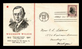 Dr Jim Stamps Us High Value President Woodrow Wilson First Day Cover Scott 832