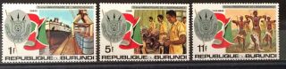 World Stamps Burundi 1977 Line 3 Stamps Annv Independence Stamps (b5 - 6j)