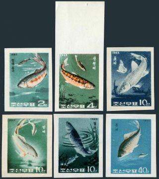 Korea 616 - 621 Imperf,  Mnh.  Michel 621b - 626b.  Freshwater Fishes,  1965.