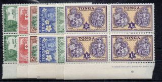 Tonga 1951 50th Anniversary Of Treaty Mnh/mh Blocks Of 4
