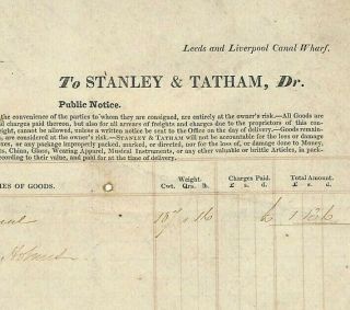 Gb Canals Leeds & Liverpool Canal Wharf Way Bill 1842 {samwells - Covers}ab372