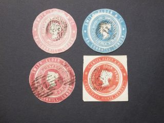 Stationery Qv 1d 2d 3d & 4d " Smith Elder & Co London " Advertising Ring Cut Outs