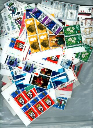 160 Grams Blocks,  Strips Pre - Decimal Gb Kiloware Commemorative Stamps