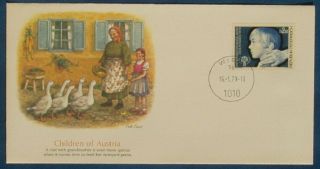 Austria Children 1979 Usa Fdc First Day Cover Farm Girl Feeding Geese Grandm 252