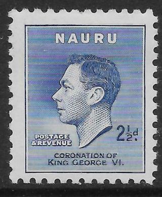 Nauru Sg46a 1937 Coronation 2½d Blue Re - Entry Mtd