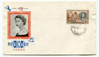 Tonga Islands 1953 Qeii Royal Visit - Cachet Fdc Cover -