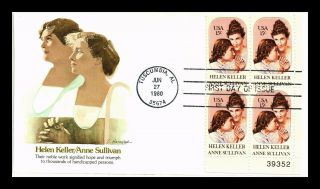 Dr Jim Stamps Us Helen Keller Anne Sullivan Plate Block First Day Cover