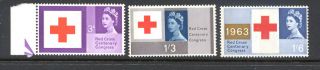 Gb 1963 Red Cross Phosphor Set Fine Umm