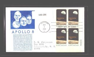 A2zed Us Fdc 5 May 1969 Anderson Cachet Apollo 8 Houston Tx Plate Block