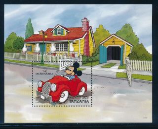 Disney Tanzania - Mnh Souvenir Sheet Mickeymobile 579 (1990)
