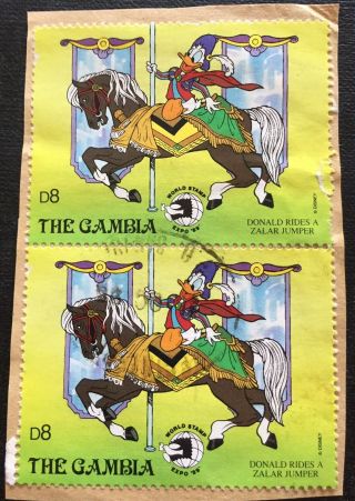 Gambia Stamp - 1989 Disney World Stamps Expo - Donald Duck Carousel - Stamp
