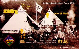 Isle Of Man 2007 Gb Centenary Of Scouting 1st Douglas Scout At Camp Fire Tents