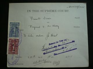 Revenues - Canada - Bc Law Stamps On Document From 1935