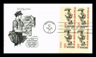 Dr Jim Stamps Us City Mail Delivery First Day Cover Scott 1238 Plate Block