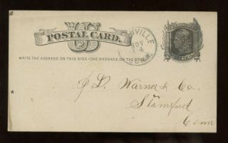 Us Postal Card 1870s,  Unionville,  Connecticut To Stamford,  Connecticut