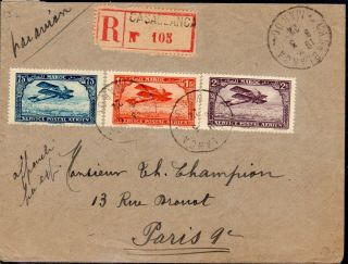 Syria 1922 Multi - Franked Registered Airmail Cover To Paris,  France