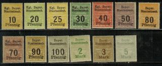 Germany Reich Bayern Revenue Railroad Tax Stamps Mnh Og