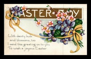 Dr Jim Stamps Us Easter Joy Flowers Greeting Postcard Embossed Holiday