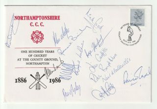 1986 : Northampton Count Cricket Club - Signed Centenary Cover - Alan Lamb Etc