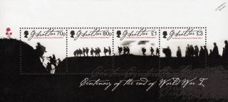 1918 - 2018 Centenary Of The End Of World War 1 / Mnh Wwi Stamp Sheet (gibraltar)