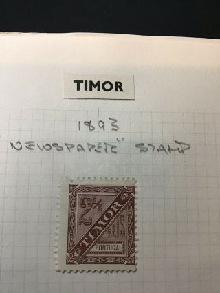Timor 1893 Newspaper Stamp Hinged To Page