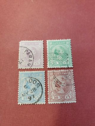 1892 Surinam Qw Postal Stamps Sc 26,  28 - 30 (4)