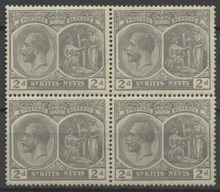 No: 67410 - St Kitts & Nevis - An Old 2 D - Block Of 4 - Mnh