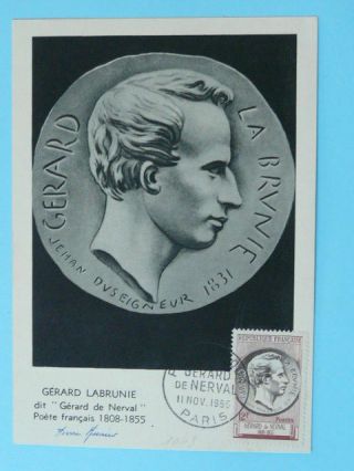 Writer Gerard De Nerval 1955 Maximum Card 46135