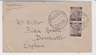 Stamps 1924 Italy Perfin Envelope Trieste To Dorchester Postal History