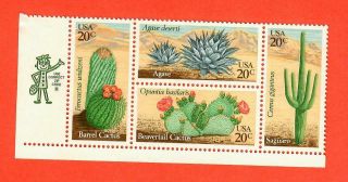 Us Scott 1942 - 1945 20¢ Cactus Block Of 4 Stamps Nh Og Mr.  Zip