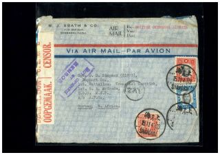 (hkpnc) China 1941 Airmail Cover To South Africa Av2 Marking Stamp Missing