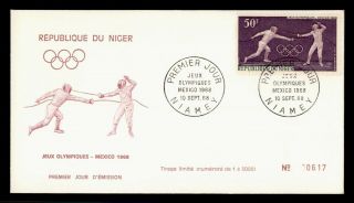 Dr Who 1968 Niger Olympic Games Fencing Fdc C125070