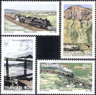 Transkei 1989 Trains/steam Engines/locomotives/rail/bridge/transport 4v (n19756)