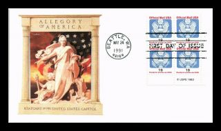 Dr Jim Stamps Us Official Mail First Day Cover Allegory Of America Block