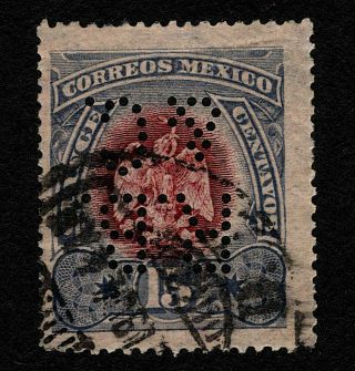 Opc 1899 Mexico 15c Coat Of Arms Sc 299 Roberto Boker Y Cia Perfin " R.  B.  /&c.  "
