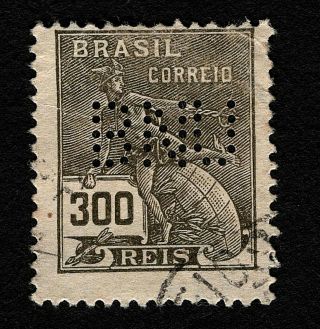 Opc 1922 Brazil 300r Sc 249 Banco Nacional Ultramarino Perfin " Bnu " 37074
