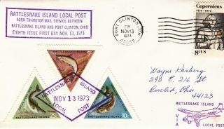 Rattlesnake Island Local Post Nov 13,  1973 W/copernicus Stamp