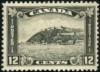 Canada 174 F - Vf Og Hr Dg 1930 Quebec Citadel 12c Grey Black Cv$32.  50
