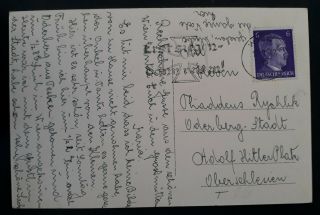 VERY RARE 1942 Austria (German Occ) Postcard Vienna Parliament ties 6 Pfg stamp 3