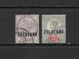 1888 Queen Victoria Sg2 & Sg3 Optd.  On Stamps Of Great Britain Zululand