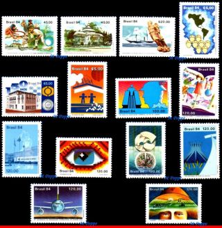 Brazil 1984 - Lot With 14 Stamps Of The Year - Scott Value $6.  15,  All Mnh Vf