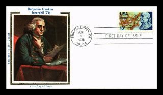 Dr Jim Stamps Us Benjamin Franklin Interphil 76 Colorano Silk Fdc Cover
